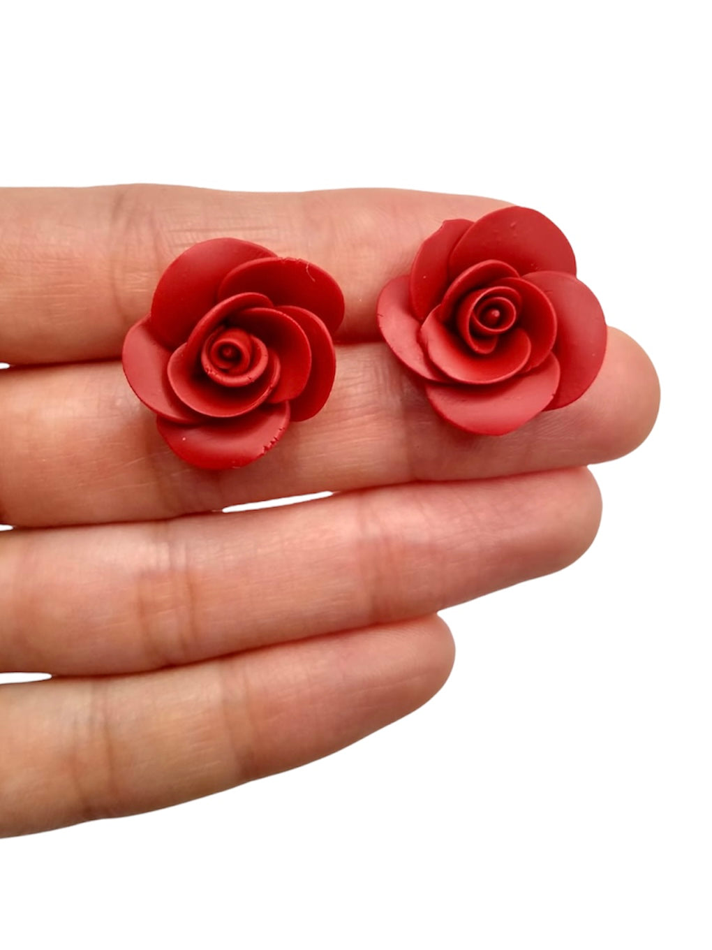 3D Red Rose Studs- ADSO Creations