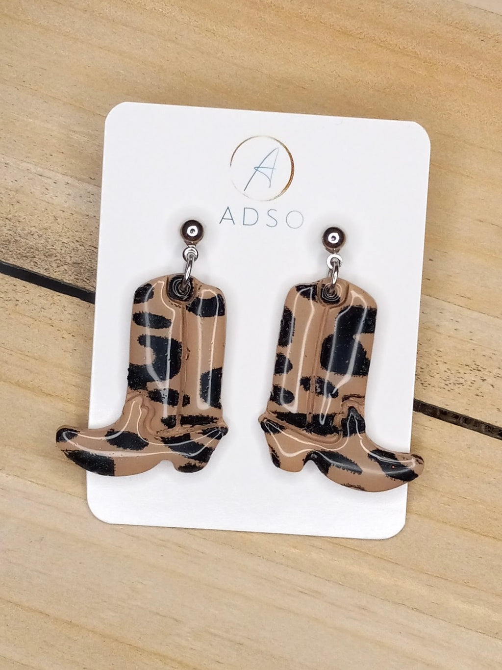 leopard print cowgirl boots handmade earrings