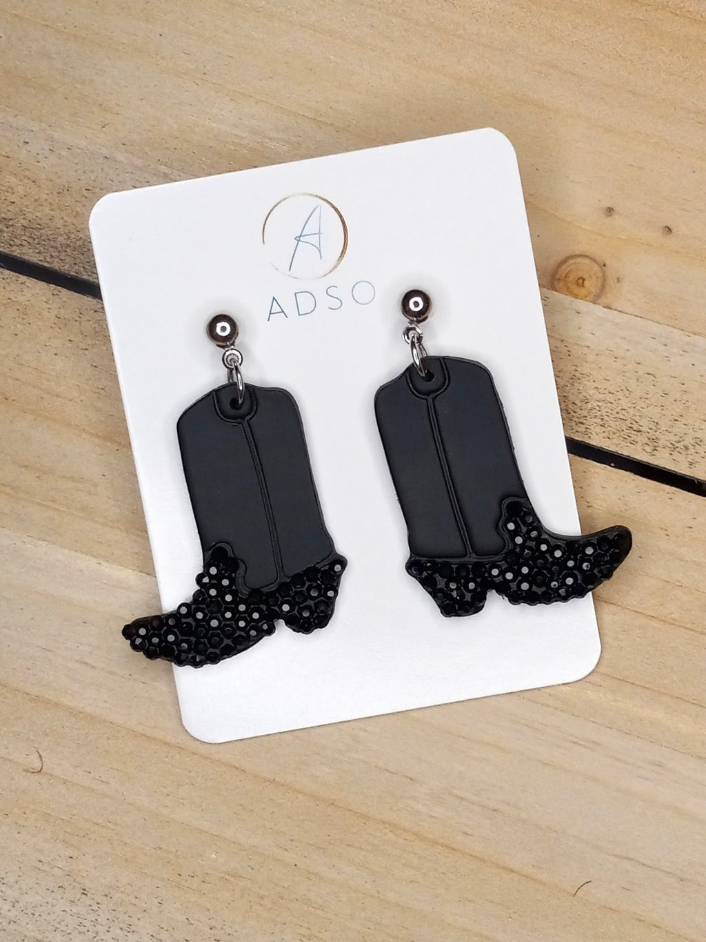 black cowboy boots handmade earrings